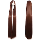 baratos Perucas de festa-Peruca de Cosplay Peruca Sintética Reta Natural com Franja Peruca Longa Preta  Loiro A1 A2 A3 A4 A5 Cabelo Sintético de 60 polegadas Peruca Criativa de Anime Feminina Laranja Preta  Loiro Perucas de