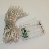 رخيصةأون يعمل بالبطاريات-3 متر 6 متر 10 متر LED سلسلة أضواء الكريسماس 20 40 80 LED لعيد الميلاد عطلة حفل زفاف غرفة نوم الفناء الديكور عيد الميلاد المتعري أضواء الجنية