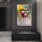 abordables Peintures portraits-peinture à l&#039;huile 100% fait main peint à la main art mural sur toile les gens tiennent des parapluies paysage abstrait comtemporary moderne décoration de la maison décor toile roulée pas de cadre