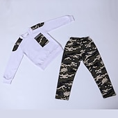 billiga Kläder för pojkar-Pojkar 3D Färgblock Mönster Kamuflasje Sweatshirt &amp; Sweatpants Set Byxset Klädesset Långärmad Grundläggande Ledigt Småbarn 3-12 år Skola Utomhussport Smal