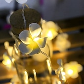 billige Batteridrevet-3m 20 led frangipani blomsterslyngelys, eventyrlys krans for julehjem, bryllup og festdekor, utendørs kransbelysning