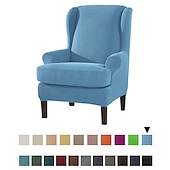 abordables Cubierta de sillón y silla sin brazo-Funda de sillón con respaldo alto, funda de sillón elástica, funda de sofá con funda de cojín en T, color liso, burdeos, rojo, suave y duradera