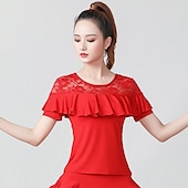 levne Oblečení do tanečního sálu-Standardní tance Vrchní deska Krajka Volány Dámské Trénink Výkon Vysoký Krajka Polyester
