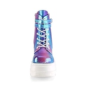 levne Platformové boty-Dámské Boty Boty na platformě Lolita Boty Demonia Párty Denní Pevná barva 3D Kotníkové boty Booties Platforma Klínový podpatek Módní sportovní Na běžné nošení Chůze PU kůže Umělá kůže Zip Černá Bíl