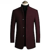 cheap Men&#039;s Trench Coat-Men&#039;s Winter Coat Wool Coat Overcoat Blazer Short Coat Office Work Fall &amp; Winter Wool Windproof Warm Outerwear Clothing Apparel Basic Chic &amp; Modern Solid Colored Stand Collar