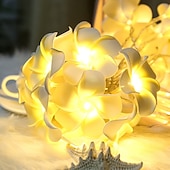 billige Batteridrevet-3m 20 led frangipani blomsterslyngelys, eventyrlys krans for julehjem, bryllup og festdekor, utendørs kransbelysning