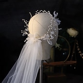 baratos Véus de Noiva-Véu de Casamento de Uma Camada Estilo Flor  Floral Véus de Ombro com Pendente  Tulle Sólido  Clássico para Impressionar