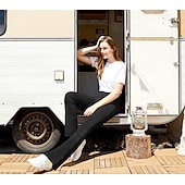 رخيصةأون طماق اليوغا والجوارب-نسائي السراويل اليوغا جيوب جانبية أرجل واسعة بوتكات بنطلون رياضي للبطن 4 طريقة تمتد متنفس خصر عالي يوغا اللياقه البدنيه تمرين نادي رياضي بنطلون طماق قيعان سكني غامق أرزق بحري نبيذ الشتاء قياس كبير