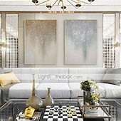 economico Quadri paesaggistici-argento dorato cielo stellato pittura a olio astratta 100% fatto a mano dipinto a mano arte della parete su tela decorazione della casa arredamento tela arrotolata senza cornice non allungata