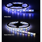 baratos luzes de tira à prova d'água-5m 16,4 pés rgbw luz de tira led à prova d'água 300 leds smd 5050 branco quente rgb mudança de cor luz de fundo decoração de festa em casa
