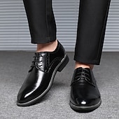 cheap Formal-Men&#039;s Navy Blue Faux Leather Oxford Shoes – Stylish Lace-Up Design for Business and Formal Wear