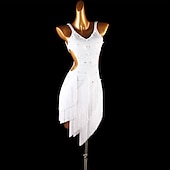 ieftine Ținute Dans Latin-dans salsa rochie de dans latin perle ciucuri cu franjuri cristale / strasuri antrenament femei performanță fără mâneci spandex înalt
