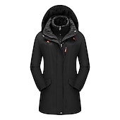 baratos Casacos Leves, Polares &amp; Caminhada-Mulheres Casaco com capuz Jaquetas 3-em-1 Jaqueta de Esqui Inverno Ao ar livre Térmico / Quente Prova-de-Água A Prova de Vento Respirável Casacos Anoraques Trench Coat Esqui Acampar e Caminhar Pesca