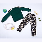 billiga Kläder för pojkar-Pojkar 3D Färgblock Mönster Kamuflasje Sweatshirt &amp; Sweatpants Set Byxset Klädesset Långärmad Grundläggande Ledigt Småbarn 3-12 år Skola Utomhussport Smal