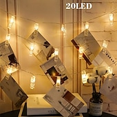 levne Řetězová světla baterie-led foto klips měděná řetězová světla 3m 9,8 stop 20 led klipsy hvězdná víla pro vánoční večírek, závěsné obrázky karty ložnice dekorace na zeď domácí dekorace