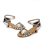 halpa Lattarikengät-naisten siniset satiiniset latinalaiset tanssikengät – avokärkiset matalakorkoiset tanssisandaalit nilkkahihnalla harjoitteluun ja esiintymiseen