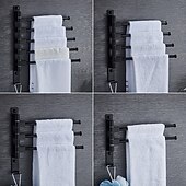 abordables Barres repose-serviettes-Porte-serviettes Mural, Porte-Serviettes en Acier Inoxydable Pivotant 2 à 5 bras, Rotatif à 180°, Porte-Serviettes Mural, pour Cuisine, Toilettes, Vestiaire et Salle de Bain, Noir