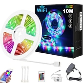お買い得  WiFi&amp;音楽コントロール-10m33ftスマートsmd5050rgbledストリップライトwifiアプリ制御音楽同期作業withalexagoogleホームキッチンテレビパーティー180ledswith24キーコントローラーdc12v