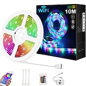 お買い得  WiFi&amp;音楽コントロール-10m33ftスマートsmd5050rgbledストリップライトwifiアプリ制御音楽同期作業withalexagoogleホームキッチンテレビパーティー180ledswith24キーコントローラーdc12v
