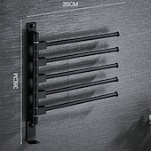abordables Barres repose-serviettes-Porte-serviettes Mural, Porte-Serviettes en Acier Inoxydable Pivotant 2 à 5 bras, Rotatif à 180°, Porte-Serviettes Mural, pour Cuisine, Toilettes, Vestiaire et Salle de Bain, Noir