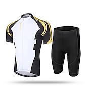 economico Set di abbigliamento da uomo-Per uomo Maglia da ciclismo con pantaloncini Manica Corta Estate Primavera Autunno Bianco / Nero Nero / Rosso Nero / giallo A Motivi Bicicletta Pantaloncini Protezione solare Asciugatura Rapida