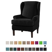 abordables Cubierta de sillón y silla sin brazo-Funda de sillón con respaldo alto, funda de sillón elástica, funda de sofá con funda de cojín en T, color liso, burdeos, rojo, suave y duradera