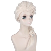 billiga Filmkaraktär peruker-cosplay peruk cosplay peruk elsa frozen ii flätad med hästsvans peruk långt ljust gyllene syntetiskt hår 30 tum kvinnors anime cosplay party blond karneval peruk