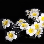 billige Batteridrevet-3m 20 led frangipani blomsterslyngelys, eventyrlys krans for julehjem, bryllup og festdekor, utendørs kransbelysning