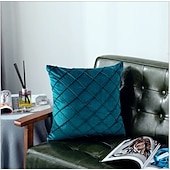 billige Trender innen puter-pynteputer 1 stk supermyke fløyelsputetrekk firkantet dekorativt putetrekk for seng sofa sofabenk 18 x 18 tommer (45 cm) rosa blå salvie grønn