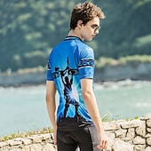 お買い得  メンズジャージ-男性用 サイクリングジャージー パターン柄 おかしい 半袖 バイク ジャージー トップス 3つのリアポケット付き マウンテンサイクリング ロードバイク 速乾性 反射性ストリップ 後ポケット モイスチャーコントロール スポーツ イエロー レッド ブルー 衣類