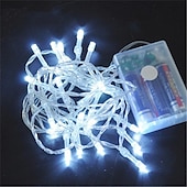 رخيصةأون يعمل بالبطاريات-3 متر 6 متر 10 متر LED سلسلة أضواء الكريسماس 20 40 80 LED لعيد الميلاد عطلة حفل زفاف غرفة نوم الفناء الديكور عيد الميلاد المتعري أضواء الجنية