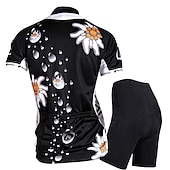 voordelige Herenkleding sets-Dames Korte mouw Wielrenshirt met shorts Zomer Nylon Elastaan Polyester Wit Zwart Flora Botanisch Grappig Fietsen Short / Broekje Shirt Gewatteerde shorts waterdicht 3D-pad Ademend / Gevorderd