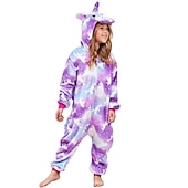abordables Disfraz de Animal-Pijamas Kigurumi Disfraz de lujo Disfraz de mono Animal Unicornio Dibujos Cálido Confortable Niños Unisexo Niños y niñas Víspera de Todos los Santos Carnaval Fiesta Rendimiento Ropa de casa