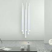 economico Modello a grappolo-Lampada a sospensione a led a 6 luci con tubo a cono stile nordico nero/bianco bar mini lampada a sospensione di design isola della cucina light bar tavolo sala da pranzo soggiorno lampade regolabili