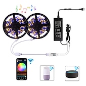 Χαμηλού Κόστους Έλεγχος μέσω WiFi-smart led strip light 32,8ft 10m(2x5m) rgb+white wifi app 300leds 5050smd work with alexa google with wifi remote controller