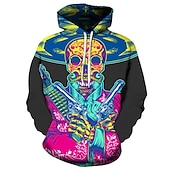 abordables Sweatshirts et Hoodies d&#039;Halloween-Homme Dessin animé 3D Sweat à capuche Sweats à capuche Sweatshirt Actif Exagéré manche longue À capuche Quotidien Sortir Noir Gris Imprimé Automne Hiver Designer
