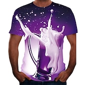 זול חולצות תלת-ממד-בגדי ריקוד גברים גראפי בירה חולצה חולצה קצרה שרוולים קצרים חולצה קצרה הדפסת תלת מימד צווארון עגול חולצה סגנון רחוב בסיסי יומי מועדונים צהוב אודם סגול קיץ ביגוד מידות גדולות S M L XL 2XL 3XL