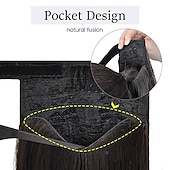 abordables Queue-de-cheval-Extensions de queue de cheval droites longues enroulées autour d&#039;un morceau de cheveux synthétiques clip dans les extensions de cheveux en queue de cheval cheveux synthétiques 28 pouces 150g