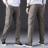 abordables Pantalons Cargo-Homme Pantalons Cargo Pantalons de randonnée Pantalons de Travail Militaire Printemps Automne Extérieur Coupe Ample Ripstop Multi-poches Doux Évacuation de la transpiration Pantalons Bas Noir Vert