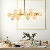 cheap Globe Design-16 Bulbs 90cm(35.4&quot;) LED Gold Pendant Light Metal Glass Sputnik Electroplated 3.9&quot; Lampshades Molecular Nordic Chandelier for Home Bedroom Kitchen