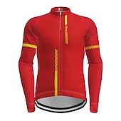 tanie Męskie koszulki-Męskie Koszulka rowerowa Geometryczny Niejednolita całość Wzory Długi rękaw Rower Dżersej Top z 3 tylnymi kieszeniami Kolarstwo górskie Kolarstwie szosowym Keep Warm Odporny na UV Kolarstwo Szybkie