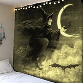 levne halloweenské nástěnné tapisérie-gobelín tisk čarodějnice měsíc koberec domácí dekorace noc měsíc hippie gobelín stěna gobelín dekorace dekorace