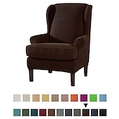 abordables Cubierta de sillón y silla sin brazo-Funda de sillón con respaldo alto, funda de sillón elástica, funda de sofá con funda de cojín en T, color liso, burdeos, rojo, suave y duradera
