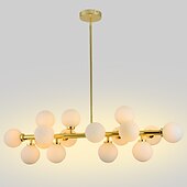 cheap Globe Design-16 Bulbs 90cm(35.4&quot;) LED Gold Pendant Light Metal Glass Sputnik Electroplated 3.9&quot; Lampshades Molecular Nordic Chandelier for Home Bedroom Kitchen
