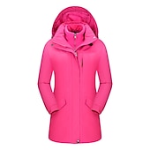 baratos Casacos Leves, Polares &amp; Caminhada-Mulheres Casaco com capuz Jaquetas 3-em-1 Jaqueta de Esqui Inverno Ao ar livre Térmico / Quente Prova-de-Água A Prova de Vento Respirável Casacos Anoraques Trench Coat Esqui Acampar e Caminhar Pesca