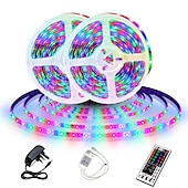 cheap USB Strip Lights-LED Strip Lights (2x5M)10M 32.8ft 2835 RGB 600LEDs 8mm Strips Lighting Flexible Color Changing with 44 Key IR Remote Ideal for Home Kitchen Christmas TV Back Lights DC 12V