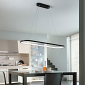 economico Luci Isola cucina-Lampadario a sospensione ovale a led 69cm moderno semplice in alluminio appeso a isola illuminazione 36w per sala da pranzo ristorante conferenza bar caffetteria lampadario