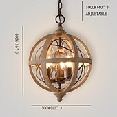 olcso Gyertya-30 cm-es gyertya stílusú csillár fa / bambusz földgömb dob vintage hagyományos / klasszikus 220-240v