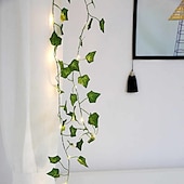 economico Striscie luci a batteria-elegante festa di ricevimento di nozze 4 pezzi 2m ghirlanda di edera artificiale piante finte led fata stringa luce foglia appesa per casa festa di nozze decorazione giardino pensile cortile (senza