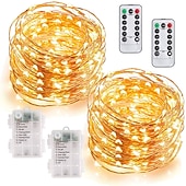 billiga Batteristrängljus-led slingor 5m 50leds med fjärrkontroll timer vattentät batteridrivna fairy string lights för inomhus utomhus sovrum juldekor flerfärgad